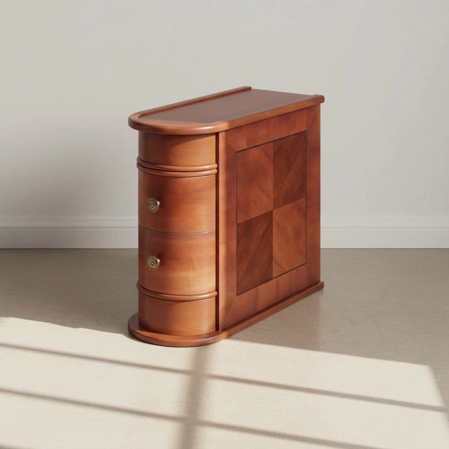 Narrow Storage End Table - Sofa Side & Bedside Table with 2 Easy-Glide Drawers Viridian HM Limited